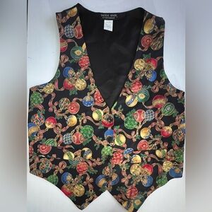 Saddle River Vintage Christmas Ornament Party Vest Size Small EUC